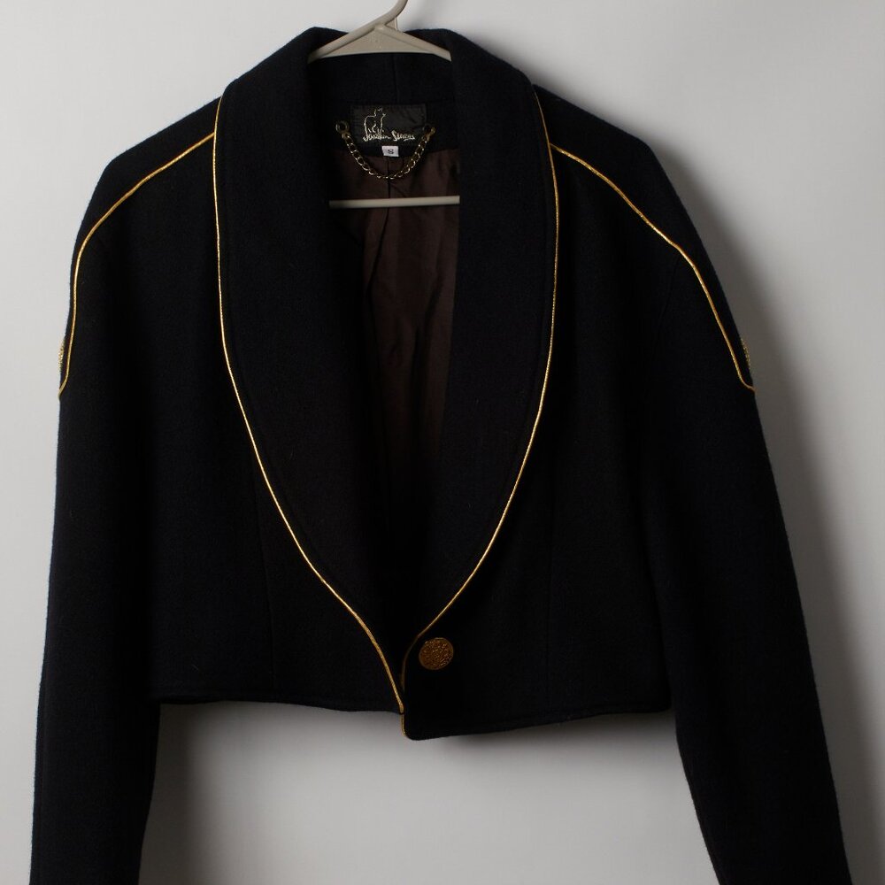 Stylish Vintage Jonathan Stevens Jacket with Gold piping and buttons